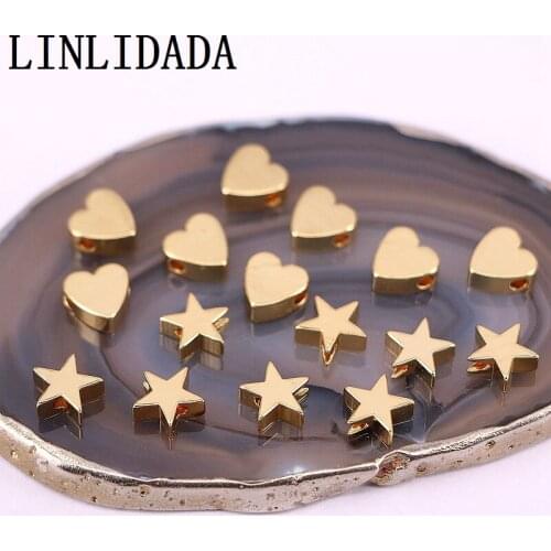 Wholesale 100Pcs Copper Star / Heart Spacer Beads for DIY Making Bracelet necklace Jewelry Finding