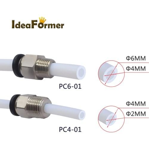 5pcs 3D Printer V6 bowden J-head Pneumatic Connector PC4-01 1.75mm PTFE Tube quick coupler Hotend Fit