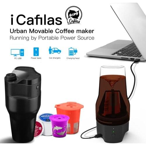 Portable Drip Coffee Maker Travel Mug Capsule Espresso Maker Coffee Machine for Refillable K-Cup for Travel Car Office 550ml