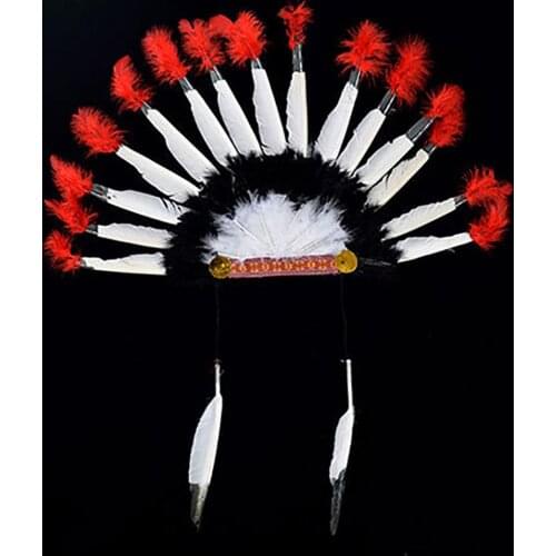 Cosplay Props Feather Headdress Indian Chieftain Hat Halloween Carnival Day Headband Headwear Villus Chiefs Cap Party Headwear