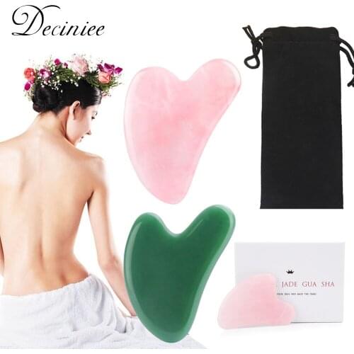 Rose Natural Jade Gua sha Stone Massage Quartz Guasha Scrapers Board Green Jade Plate Face Massager For Face Neck Back Body Tool