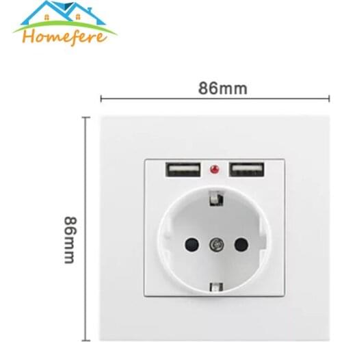 EU Plug Socket Dual USB Port socket Wall Charger Adapter Charging 2A Wall Charger Adapter Power Outlet white pop sockets CE