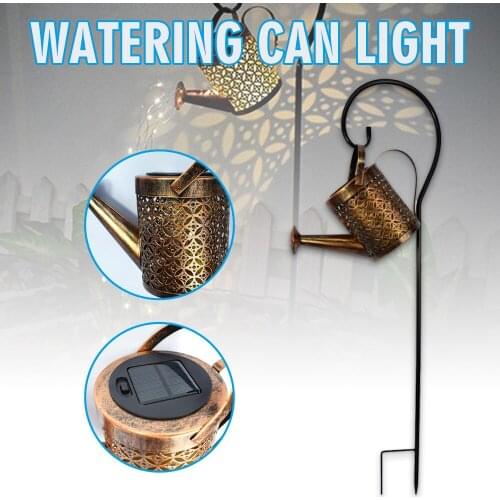 Solar Powered LED Watering Can String Light Outdoor Garden Decor Art Lamp Gardening Ornaments Yard Decorative Lamp