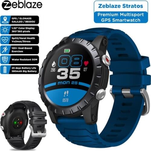 Zeblaze Stratos GPS Smart Watch Men 120+ Sport Modes SpO2/Heart Health/Stress/VO2 Max Monitor Sport Smartwatch WR 50M Swimming