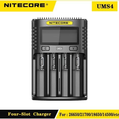 NITECORE UMS4 lntelligent USB Four-Slot Superb Charger 3A Speedy Charge OLED Screen Battery Charger