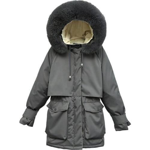 Natural Raccoon Fox Fur Jackets Hooded Winter Down Coat for Women White Duck Down Jacket Thick Warm Parka Female Outerwear Coats
