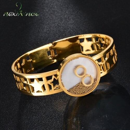 Nextvance Gold Brand Hollow Star Bangle Double Circle Beads Bangles for Women Trendy Jewelry Bijoux Femme