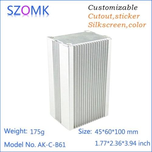 1 pc, 45*60*100mm szomk aluminum housing electronics enclosure diy project box hot selling aluminum pcb amplifier extruded box