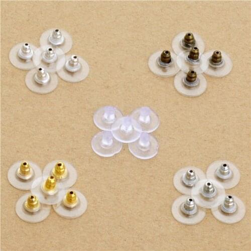 100pcs Copper Gold Rhodium Silver Antique Bronze Silicon Earring Backs Stoppers Earnuts Stud Earring Stopper Back Plugs DIY