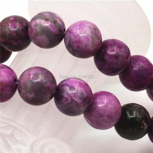 14mm Hot Sale Accessories Purple Crazy Lace Onyx Beads Round Loose DIY Stone Ornaments Jewelry Making Christmas Gifts Wholesale