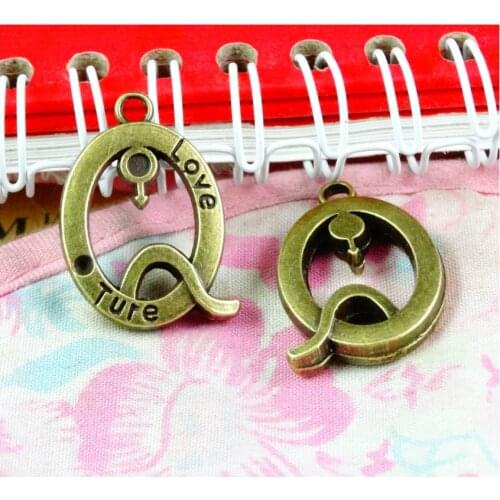 20pcs 27*18*20MM Antique Bronze Plated Letter Q Pendant For DIY Necklace Bracelet Jewelry Accessories