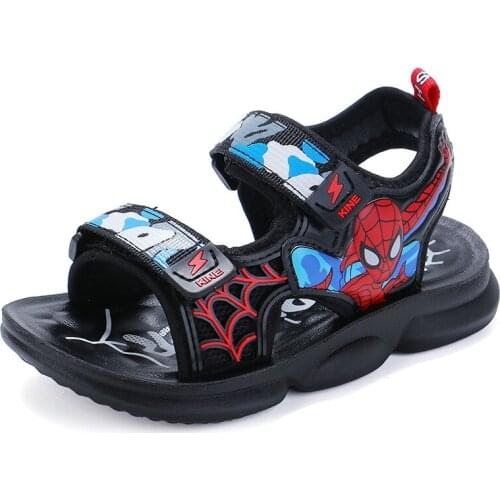2021 Summer Kid Sandals Brand Baby Boy Cartoon Spiderman Sandals Orthopedic Sport Pu Leather Girls Soft Toddler Beach Sandal