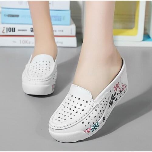 2021 genuine leather summer shoes women creepers casual breathable flat platform shoes woman summer casual shoes woman