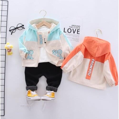 New Spring Autumn Children Clothes Baby Boys Girls coat Jacket T Shirt Pants 3Pcs/sets Kids Infant Clothing Toddler Tracksuits