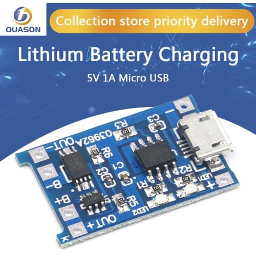50PCS Free Shipping 5V 1A Micro USB 18650 Lithium Battery Charging Board Charger Module+Protection Dual Functions