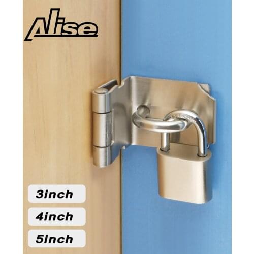 90 Degree Padlock Hasp Door Clasp Door Lock Gate Latch 3/4/5 Inches 304 Stainless Steel Finished Anti-theft Lock Card Hasp