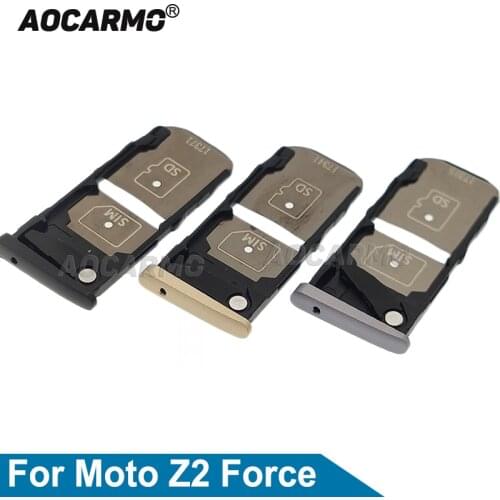Aocarmo Nano Sim Card Tray MicroSD Slot Holder For Motorola Moto Z2 Froce Replacement Parts