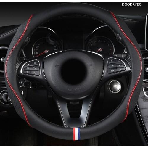 DOODRYER Leather Car Steering Wheel Cover For Mitsubishi ASX Outlander Lancer Pajero L200 Mirage Triton Attrage