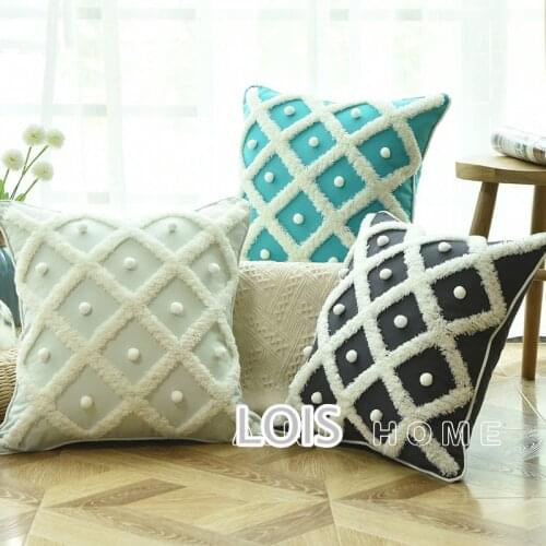 Home Decor India Embroidery Pillow Cover Handmade Luxury Cushion Cover Decorative Sequin Pompm Pillow Case Pillow Sham 45x45cm