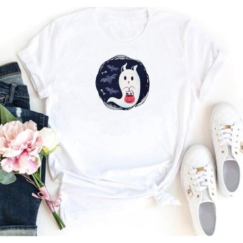 Funny Anime Pattern T Shirt Women Round Neck Tee Shirt Femme Cotton Short Sleeve Tshirt Women Fcasual Graphics Women T-shirts