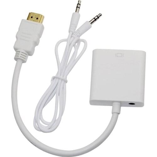 HDMI-compatible TO VGA Adapter Cable Male To Famale Converter 1080P HD VGA Jack 3.5 AUX Cable For PC Laptop projector TV