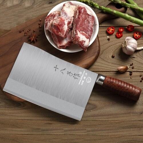 Free shipping SHIBAZI composite steel kitchen thickened professional chefs knife large size sliced meat kitchen knife rosewood
