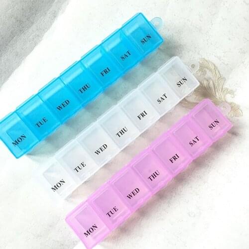 1Pc 7 Days Pill Medicine Box Weekly Tablet Holder Storage Organizer Container Case Pill Box Splitters 3 Colors