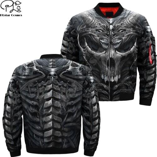 Mens Unisex 3d Bomber Jackets trippy skull head Print zipper Flight Jacket casual unisex Harajuku women Streetwear thick coat