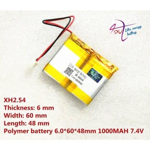 Liter energy battery XH2.54 7.4V lithium polymer battery 606048 066048 1000mAh GPS battery MP3 MP4 speaker teaching machine