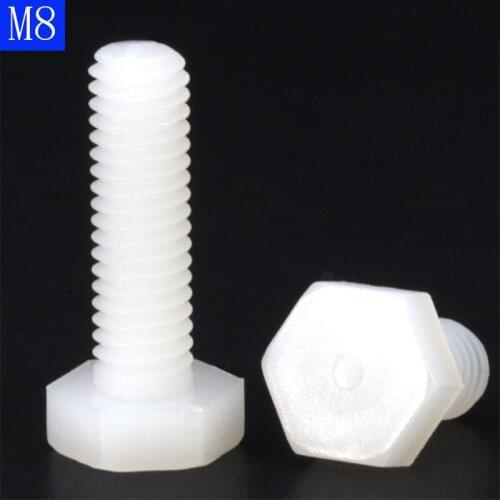 M8 x 1.25 White Plastic Nylon External hex Black Plastic Nylon Hexagon Head Cap Set Screws bolts DIN 933