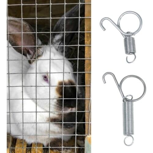 10Pcs Metal Finger Spring Latch Hook Cage Door Spring Hooks for Fixing Rabbit Bird Poultry Guinea Pig Cage Doors 2 Sizes