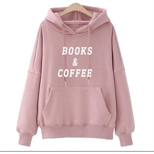 Fashion Books & Coffee Print Kawaii Streetwear Sweatshirts Hoodies Youth Frauen Autumn Winter for Women Hip Hop Pullovers Shirts