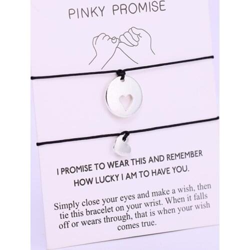 A SET) Heart Pinky Promise Adjustable Bracelets Friends Forever Lover Women Men Couple Fashion Jewelry Drop Shipping