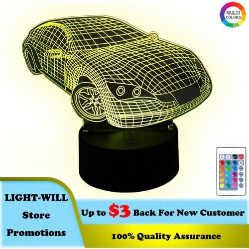 Car Shaped Night Light Living Room Decoration Visual Stereo Lights Kids Child Girls Bedroom Decor LED Lamp For Home Child Gift