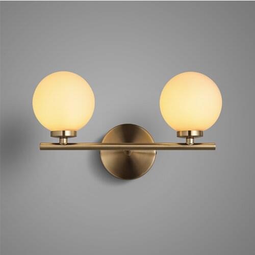 Nordic Loft Glass Ball G4 Wall Lamps Restaurant Living Room TV Background Sconce Wall Lights Bedroom Bedside Double-headed Lamp