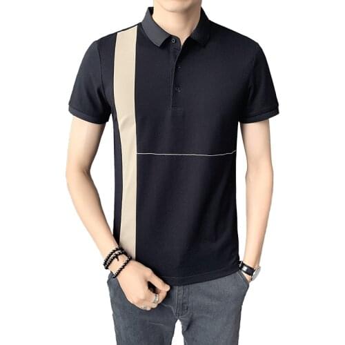 2021 summer new fashion color matching mens Korean style slim handsome short-sleeved POLO shirt