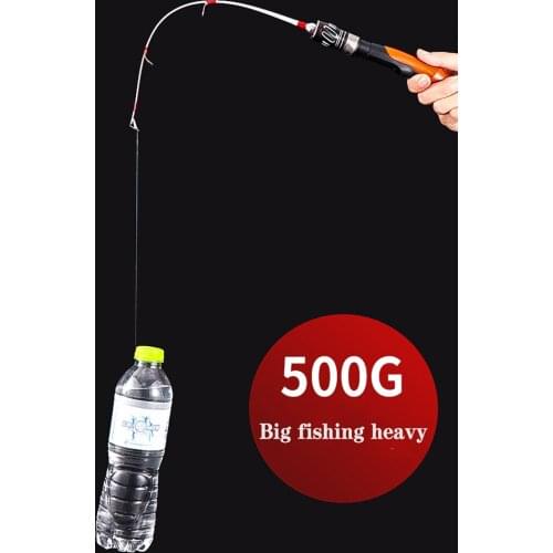 New Arrival Raft Fishing Rod 55cm 2 Sections Wooden Handle Soft Tail Carbon Fiber Spinning Ice Rod Pesca Fishing Tackle