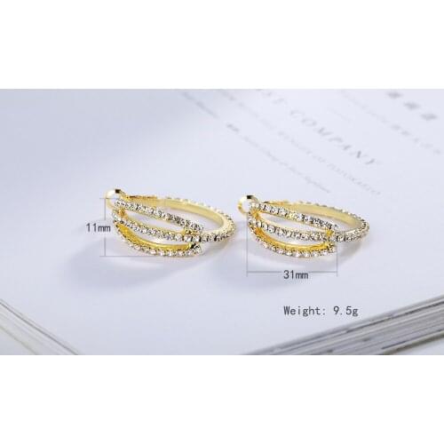 New high quality jewelry, S925 sterling Silver color earrings, classic three rows of ladies earrings N029