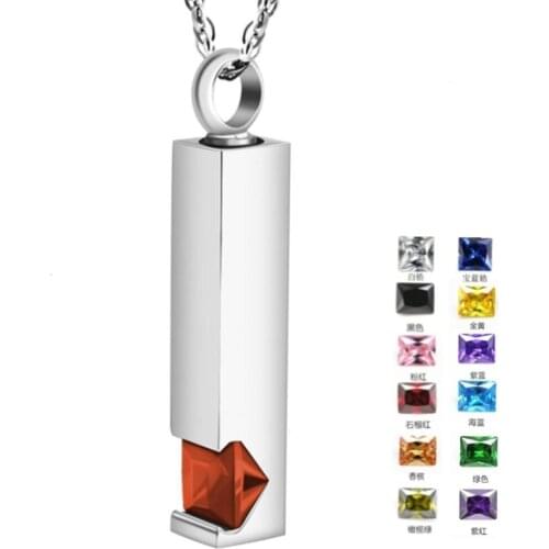 Stainless Steel Cremation Urn Necklace Inlay Multiple Crystal Charm Memorial Ash Pendant Necklace Crystal Jewelry