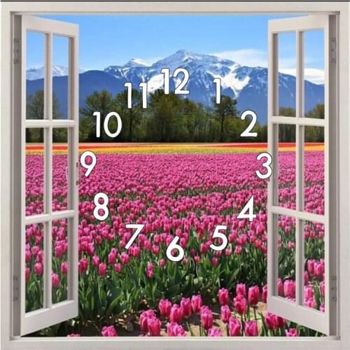 Full Square Round 5D Diamond Painting Kit With Clock Mechanism Cross stitch Diamond Embroidery Mosaic Window Flower Gift HA025
