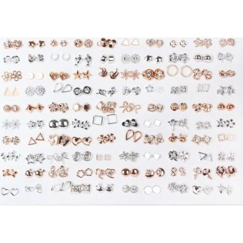 Hot 100 Pairs Assorted Styles Mini Plastic Hypoallergenic Stud Earrings Lot for Kids Heart Child Earring Fashion Jewelry
