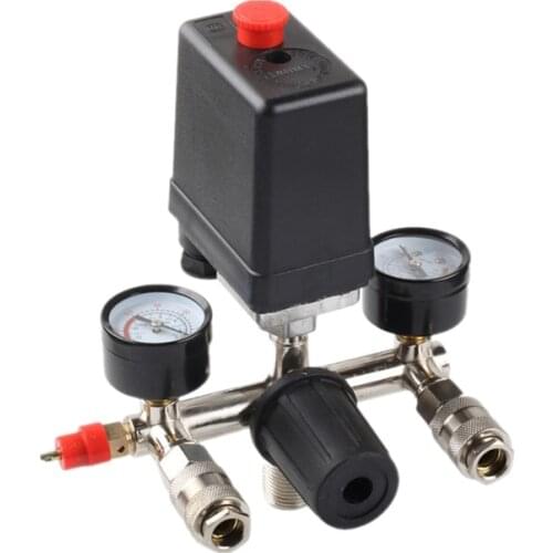 Air Compressor Pump Pressure Switch Control 0.05-1.2MPA 0-180 Psi Manifold Relief Regulator Control Valve Pressure Sensor Gauge