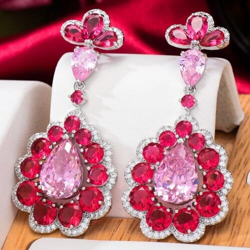 Luxury France Summer romantic Gorgeous Drop Earrings For Women Wedding Party Bridal Earrings New Fashion Jewelry High Quality