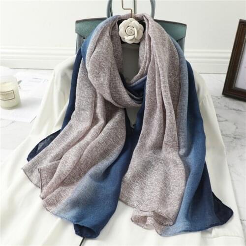 Luxury Solid Scarf Women Cotton Gradient Wrap Hijab Muslim Head Scarves Shawl Winter Spring Warm Pashmina Foulard Beach Stoles
