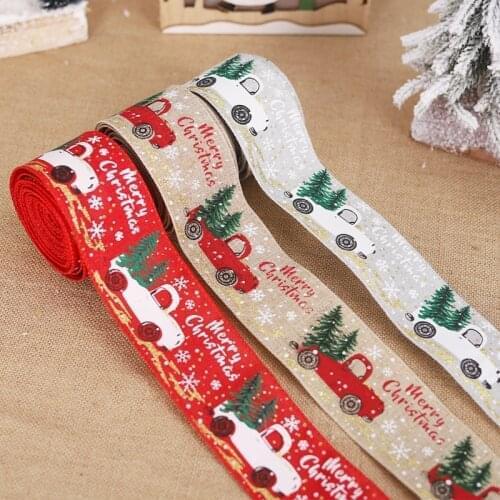 Christmas Ribbon Printed Burlap Ribbons For Gift Wrapping Wedding Decoration Hair Bows DIY Christmas Tree Ribbon Wreath Bows