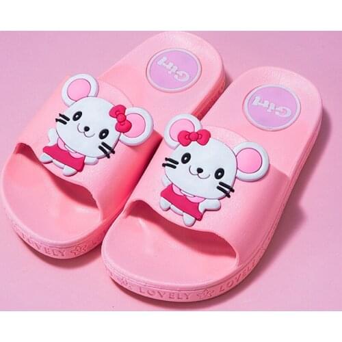 2020 Summer Children Cartoon Squirrel Bear Joy Mouse Slippers Boys Girl Beach Shoes Toddler Kids Bathroom Antiskid Flip Flop