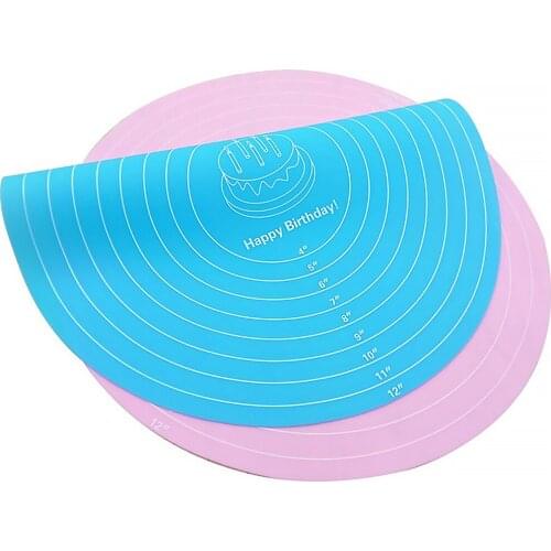Silicone Baking Mat with Scale Non-stick Cake Pad Rolling Dough Round Shape Placemat