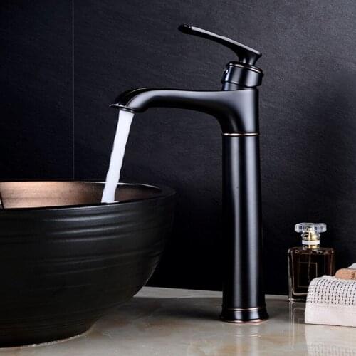 Bathroom Basin Mixer ORB Finished Brass Sink Faucet Single Handle Hole Deck Vintage Wash Hot and Cold Mixer Tap Crane