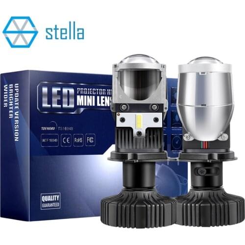 Stella 55W/Bulb H4 LED Mini Projector car lights for LED lens Light Auto headlights 12V bi diodes ice lamp H4 CANBUS super light