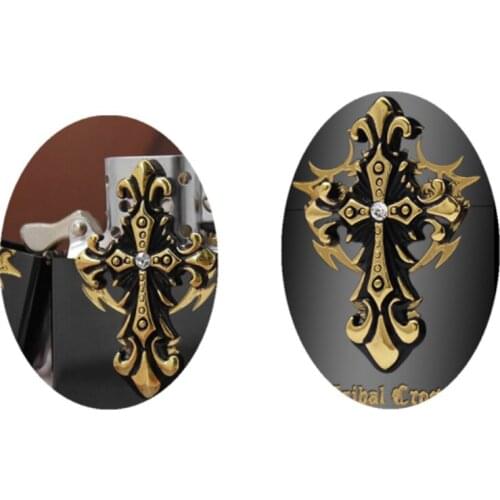 High-end Genuine CHIEF cross pattern Kerosene gasoline petroleum oil lighter Classical Black ice color igniter gentleman gift